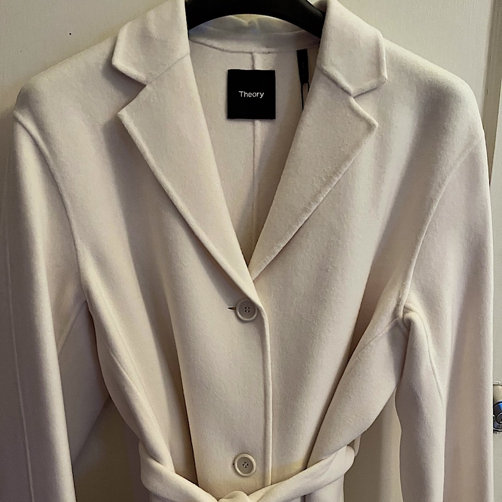 Theory | Robe Coat in Double-Face Wool-Cashmere - White